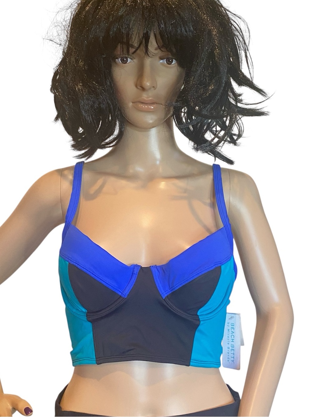 Beach Betty by Miracle Brands Colorblock Longline Bikini Top ONLY Sz Medium NWT